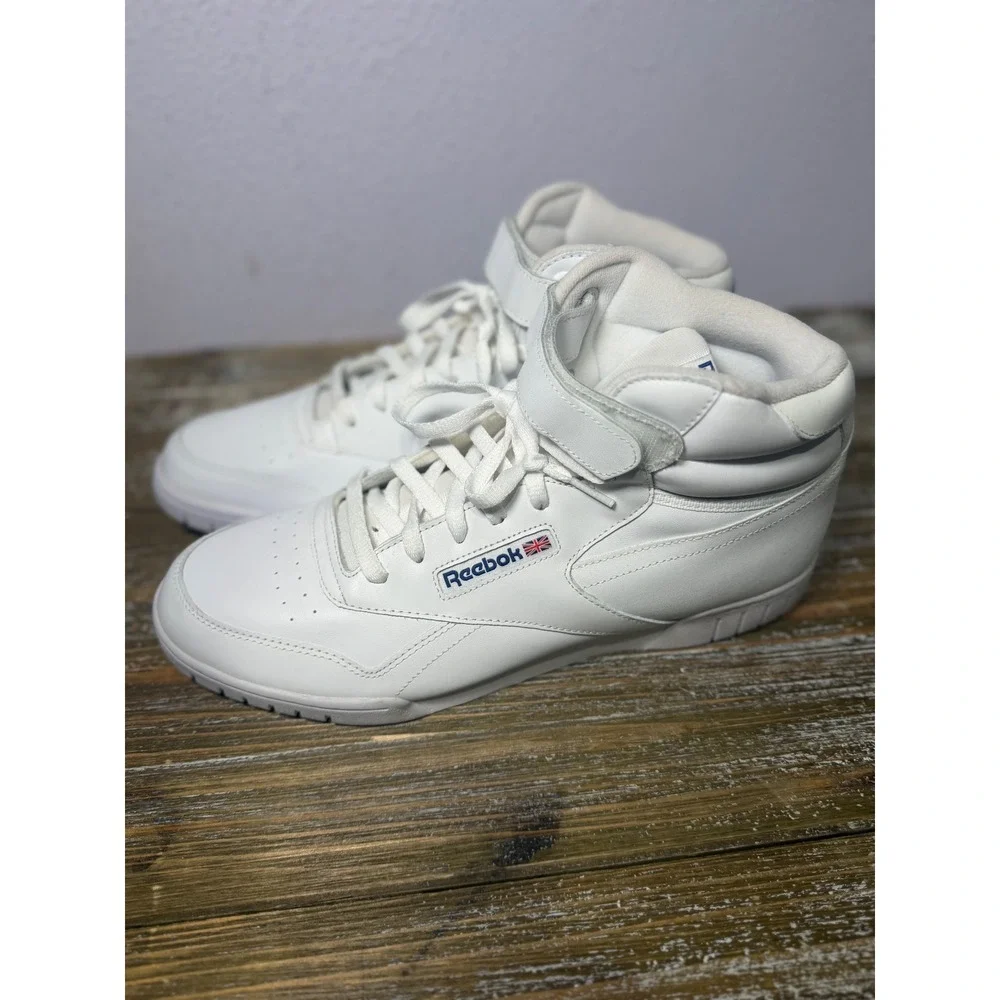 Reebok Ex-O-Fit Hi Mens White Leather High Top Retro Streetwear Sneakers